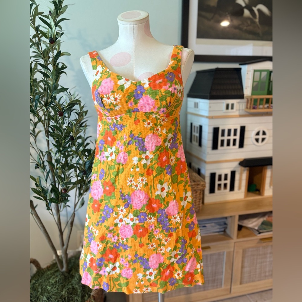 Vintage 60s / 70s Multicolor Floral Mini Dress